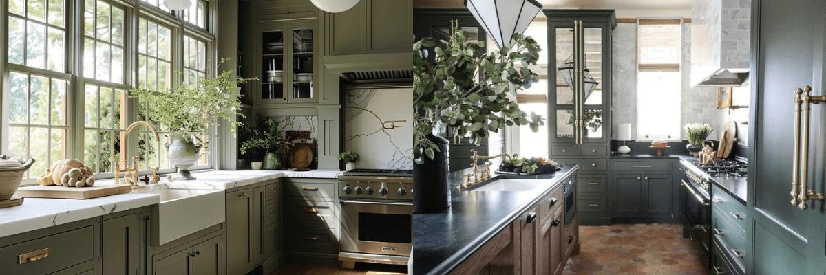 Olive Green Kitchen cabinets