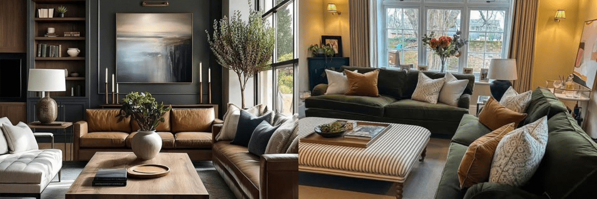green and brown living room