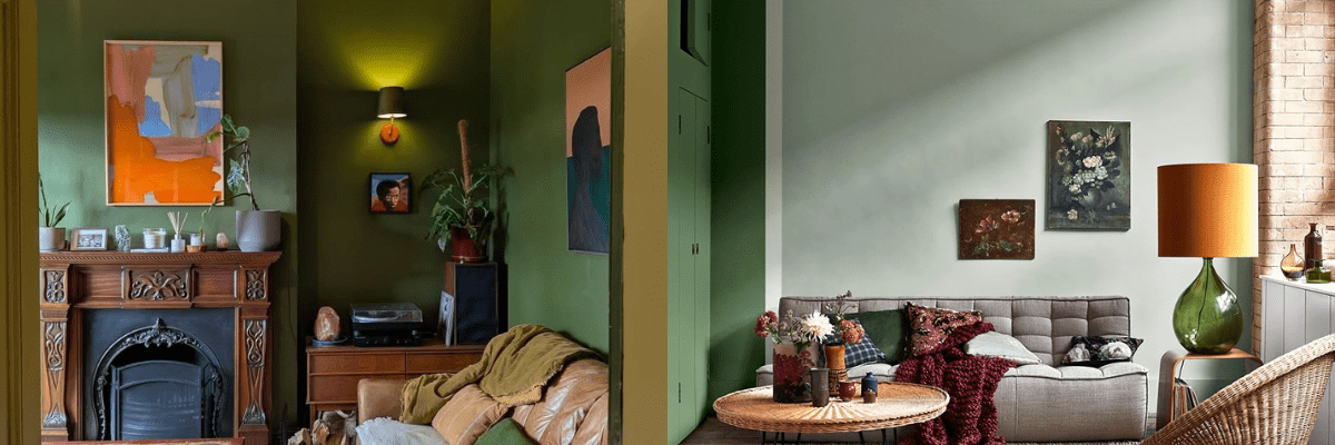 green and gold living room