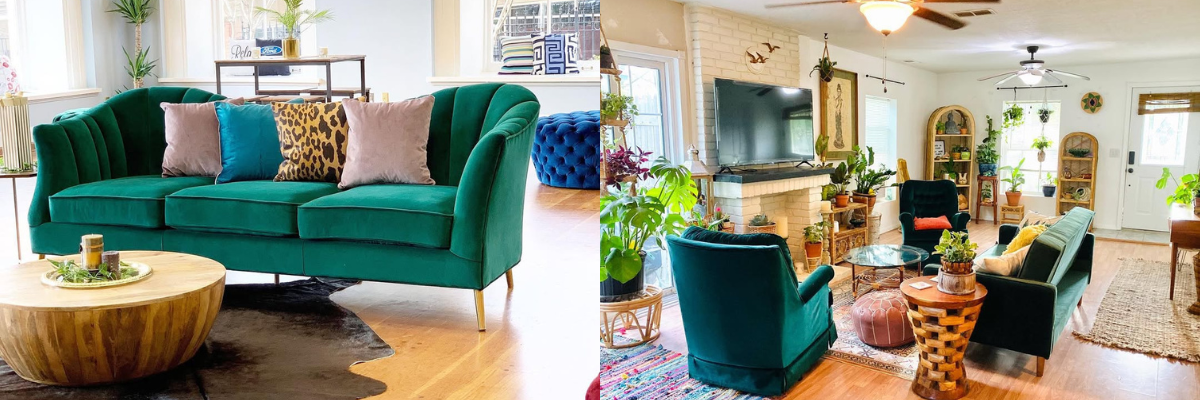 emerald green couch living room ideas