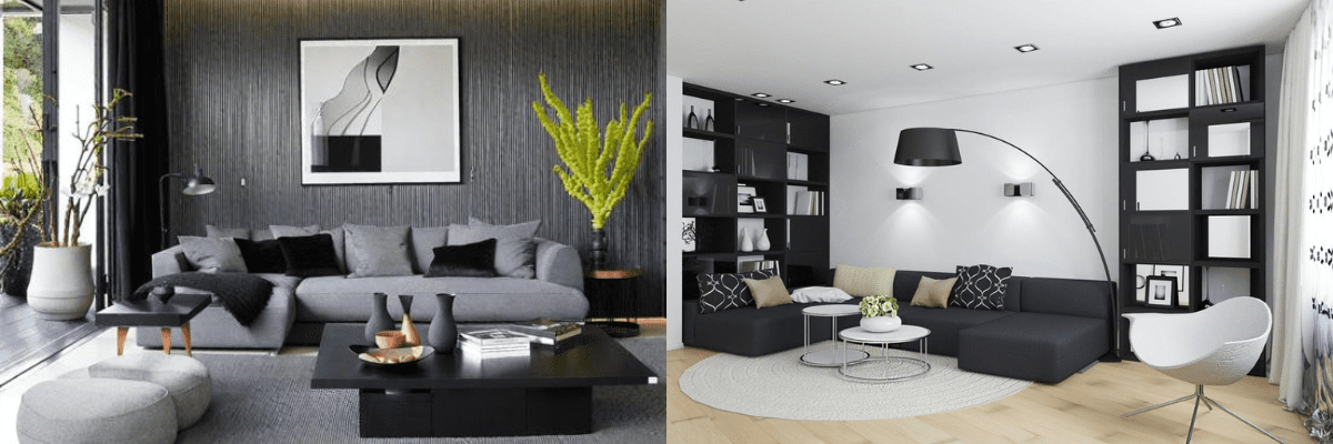 grey black and white living room ideas